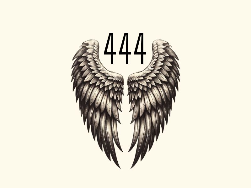A 444 angel wings tattoo design.