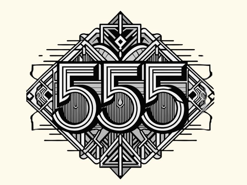 An Art Deco inspired 555 tattoo design. 
