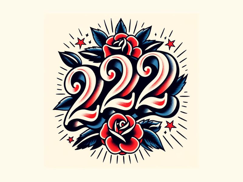 An American Traditional 222 rose tattoo design. 