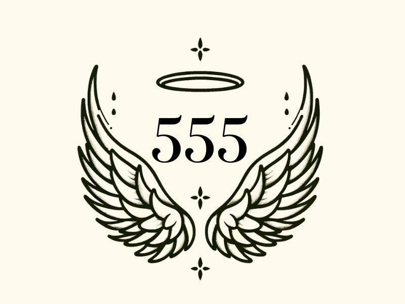 Angel wings 555 tattoo design.