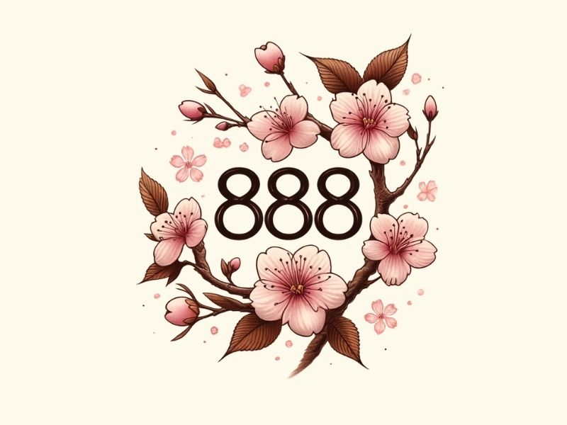 A cherry blossom 888 tattoo design. 