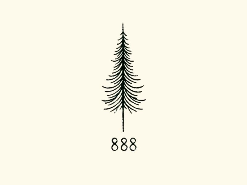 A pine tree 888 tattoo design.