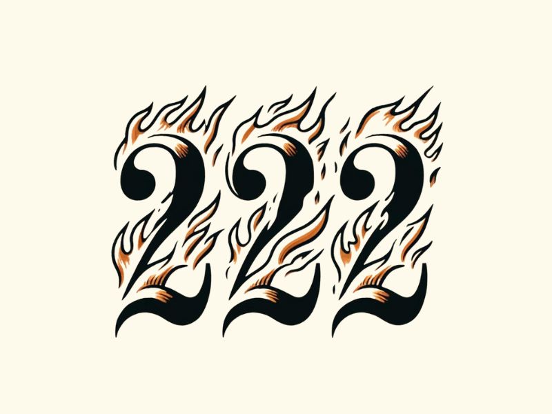 A flaming 222 tattoo design. 