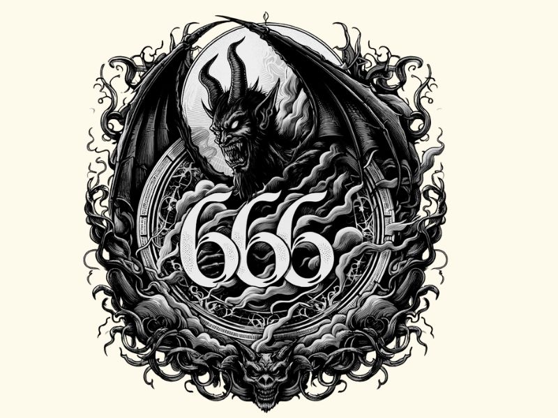 A dark fantasy inspired 666 tattoo design. 