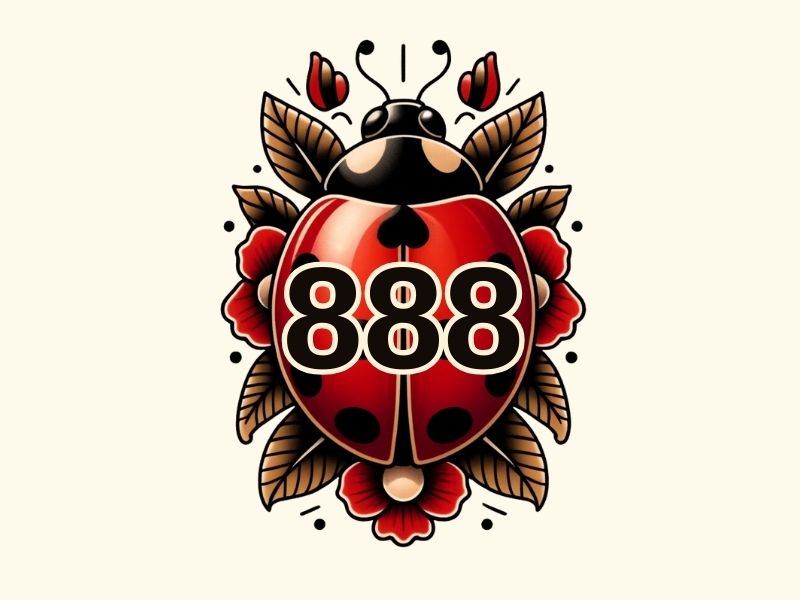 A lucky ladybug 888 tattoo design. 