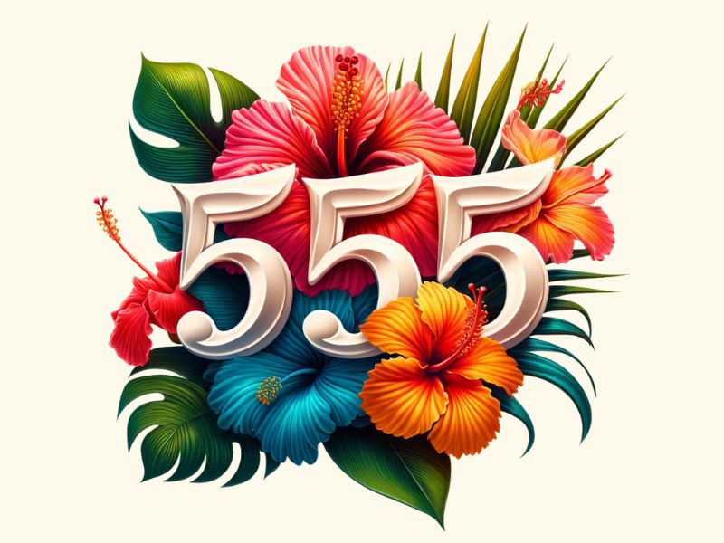 A tropical themed 555 tattoo design. 