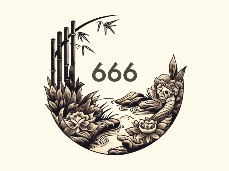 A zen inspired 666 tattoo design. 