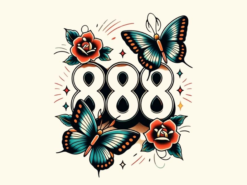 A butterfly 888 tattoo design.