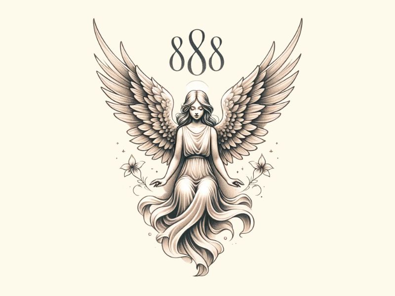 An angel 888 tattoo design. 