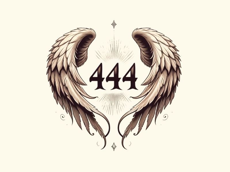 An angel wings 444 tattoo design.