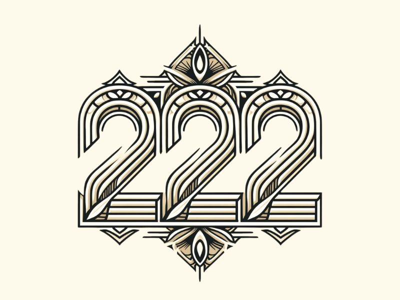 An Art Deco style 222 tattoo design.