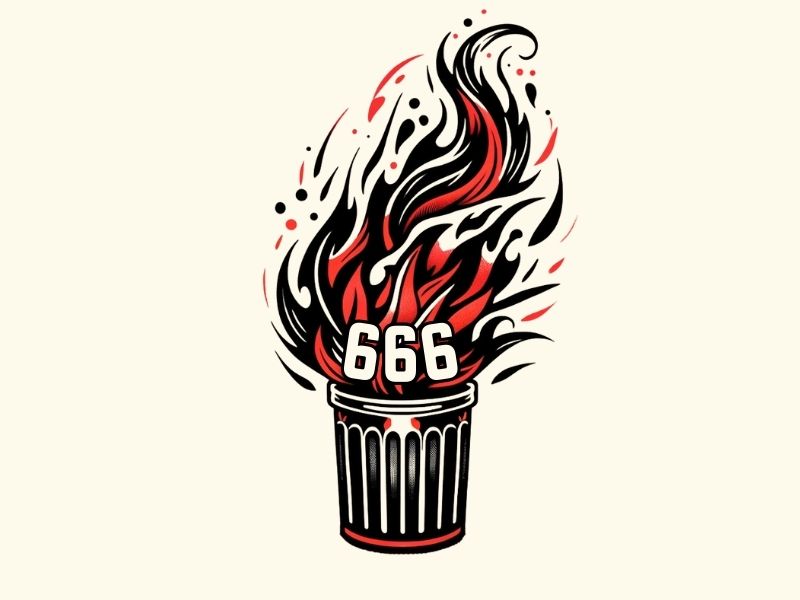 A flaming 666 tattoo design.