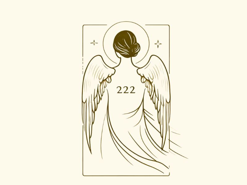 An minimalist style angel 222 tattoo design.