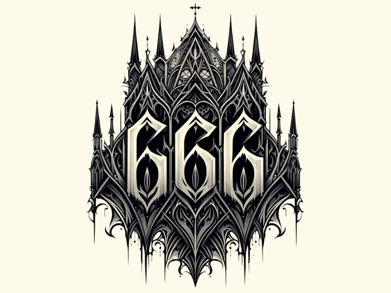 A neo-Gothic style 666 tattoo design.