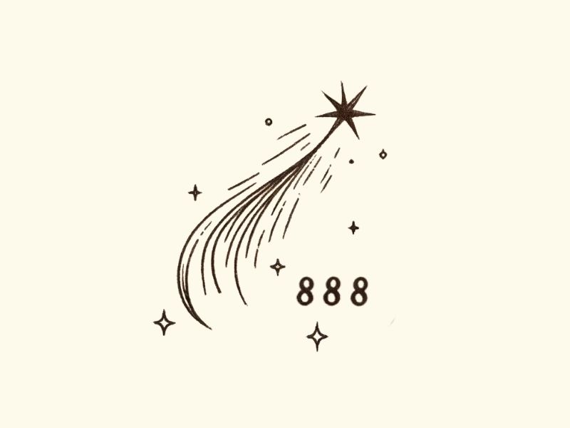 A simple shooting star 888 tattoo design. 