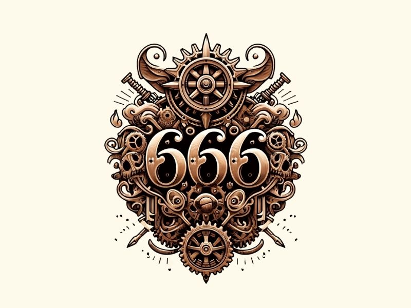 A steampunk style 666 tattoo design. 