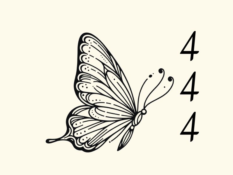 A 444 butterfly tattoo design.
