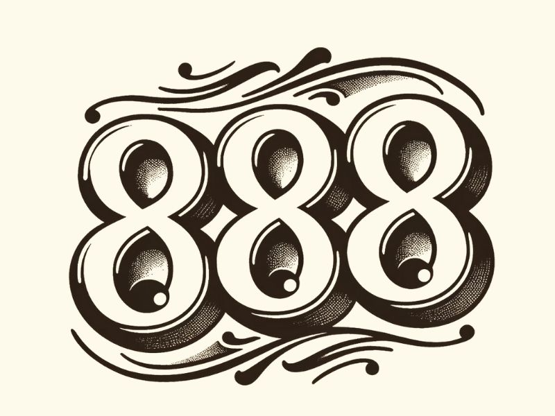 A vintage font 888 tattoo design.