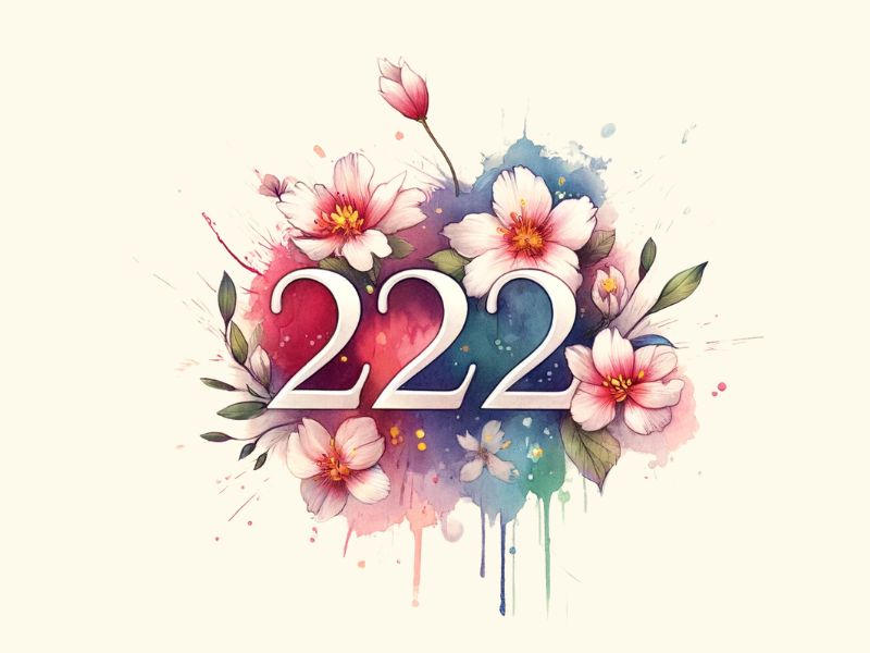 A watercolor floral 222 tattoo design.