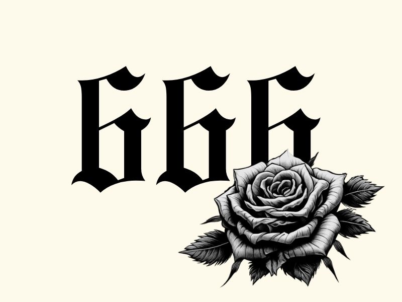 A 666 rose tattoo design.