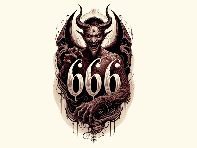 A horror style 666 devil tattoo design.